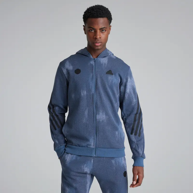 Manchester United x adidas Future Icons Graphic Full Zip Hoodie Blue-3508