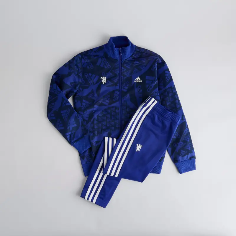 Manchester United x adidas Kids Camouflage Tracksuit Blue-780