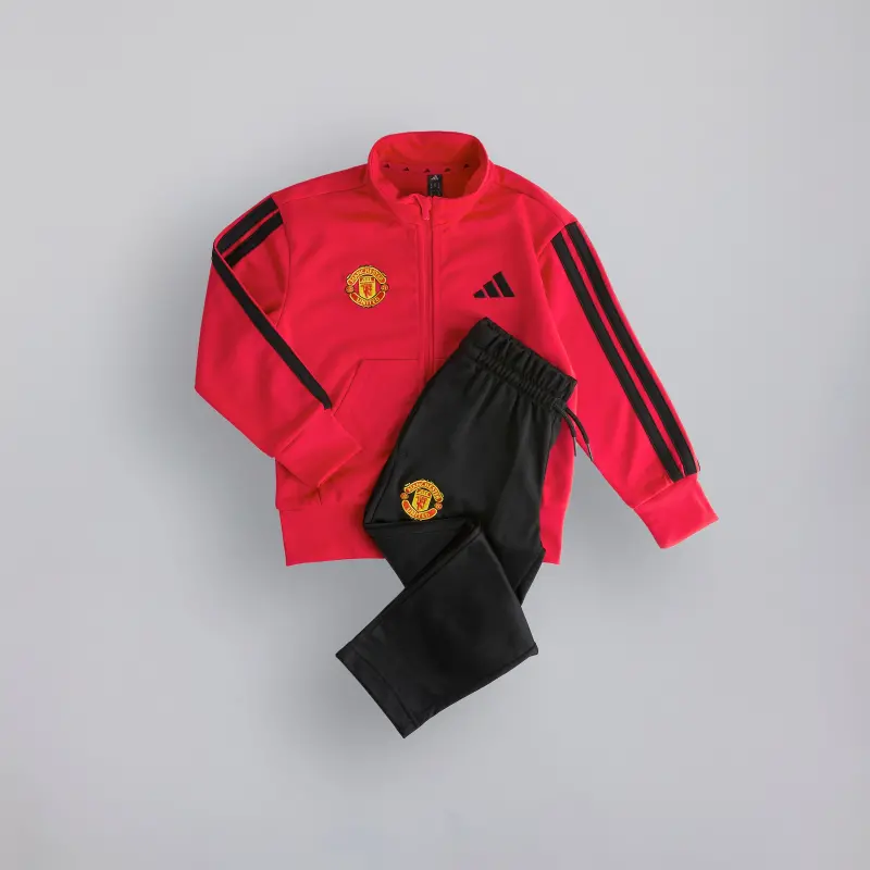Manchester United x adidas Little Kids Essentials 3-Stripes CLIMACOOL Tracksuit Red/Black-3649
